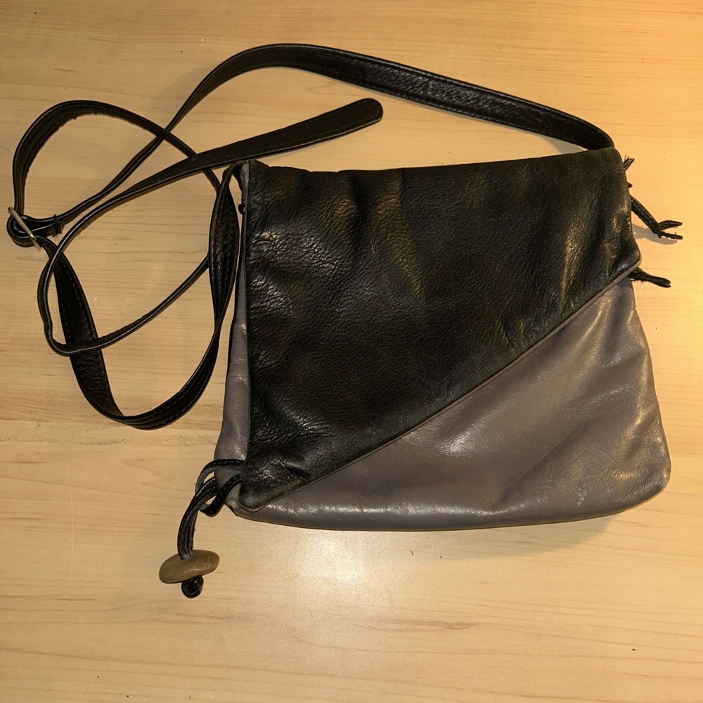 Anita‎ Jackel Shoulder-fold Black And Tan Leather Purse